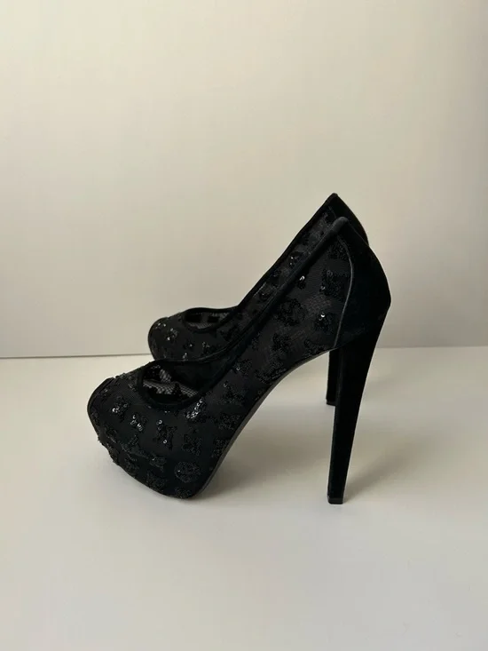 Louis Vuitton Black Sequin Platform Stiletto Pumps - Picture 1 of 4